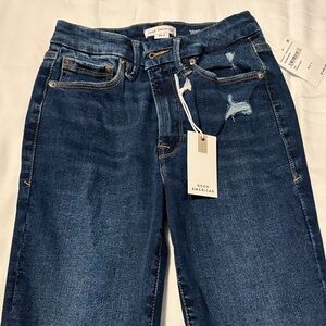 Good American Distressed Dark Blue Boyfriend Jeans Size- 00-4